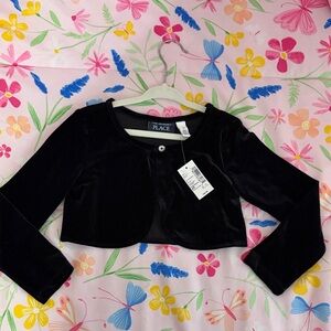 The Children's Place Girls Black Velvet Blazer for Kids NWT 4T